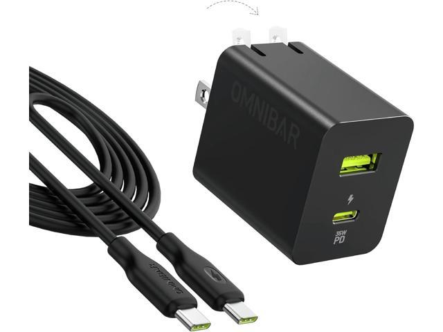 35W USB C Charger Block, 2-Port PD3.0 PPS Type C Wall Charger Fast Charging, Compact Foldable Power Adapter with USB C Cable for iPhone 17/16/15...