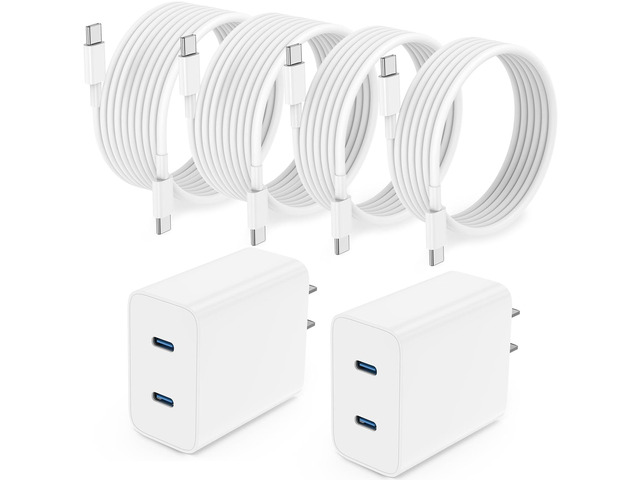 Dual Port iPhone 17 16 15 Charger and 6ft/10ft Type C to C Cable Cord Long,USB C Fast Charging Block for Apple iPhone 17 Pro Max/17 Air/16 Pro/15...