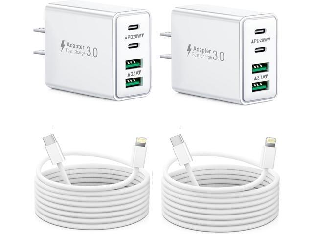 2-Pack iPhone 14 13 Charger Fast Charging, 40W 4-Port USB C Chargers Block with 6FT USB C to Lightning Cable for iPhone 14 13 12 11 Pro Max XS XR X...
