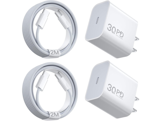 30W iPhone Air 17 Fast Charger USB C, [ MFi Certified] i Phone Charger Block with 6.6ft Woven USB C Cable, USBC Wall Chargers Fast Charging for...
