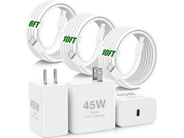 45W iPhone 17 16 Pro Max Charger Fast Charging,3Pack USB C Fast Charger Block with Long 10/10/6FT C to C Cable for Apple 17 Pro Max/16 Pro/15/iPad...