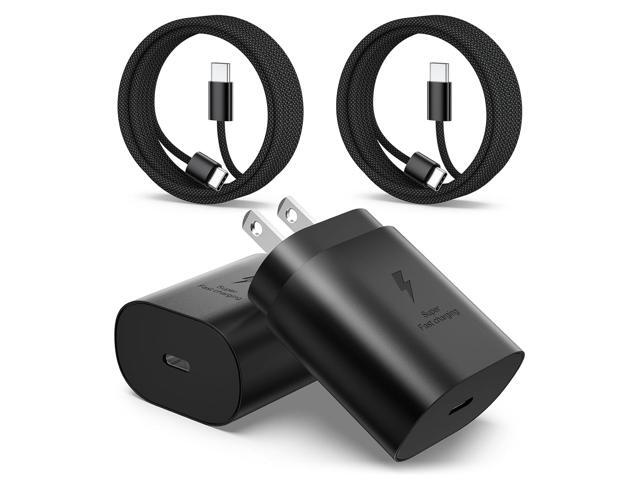 Type C Charger Fast Charging, Excgood 25W USB C Charger Block + 6ft Braided USB-C to C Cable Cord for Galaxy S25 Ultra S24 FE S23 S22 S21 A16 A15...