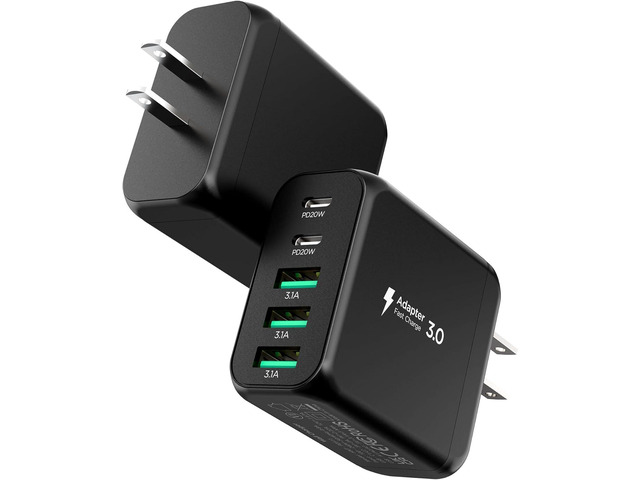 USB C Charger Block,EIZLXQ [2-Pack] Type C Charger Fast Charging,50W 5-Port Usb Wall Charger Multiport Type C Charging Block Cube for iPhone...
