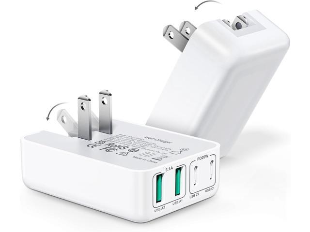 2Pack 40W Flat USB C Wall Charger, 4Ports Foldable & Slim Fast Charging Blocks, Multiport Type C Cube Box Power Adapter Plug, Boxeroo USB C Charger...