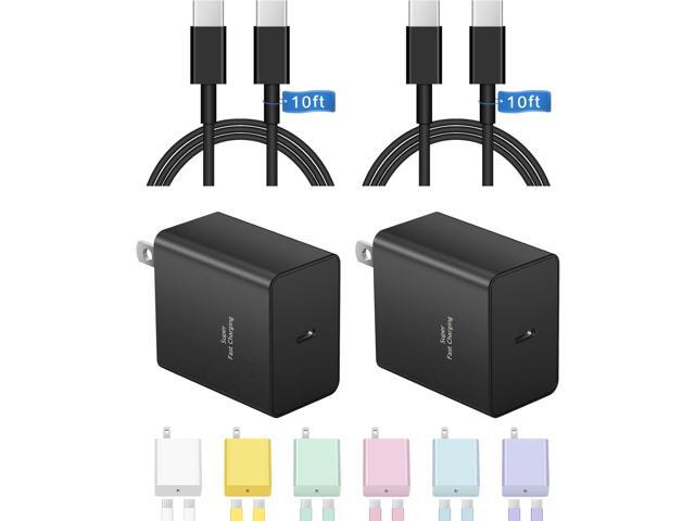 Type C Charger Fast Charging 10FT 45W USB C Charger Block 2-Pack Long USB C Cable for Samsung Galaxy S25/S24/S23/S22/S21, for iPhone 17/17 Pro/17...
