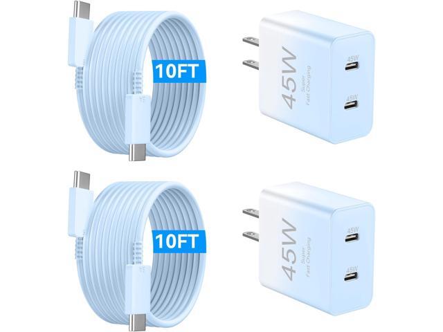 Phone 17 Charger Fast Charging, 45W Dual USB C Charger Block,USB C Wall Chargers with 10FT Long USBC Charging Cable Cord for Phone 17 16 15 Pro...