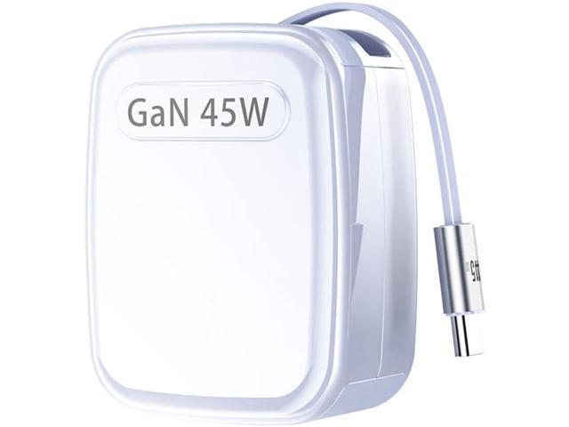 US 45watt GaN Portable Fast Charger with Type-C & Retractable Cable Foldable Plug, Compact & Lightweight for Travel, Altitude 5000m, Safe Low-Temp...