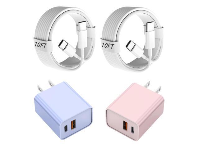 2Pack iPhone 17 Fast Charger,20W Dual USB A+C QC Wall Charger with 10FT USB C-C Charging Cord Apple Charger Fast Charging for iPhone 17/17 Air/17...