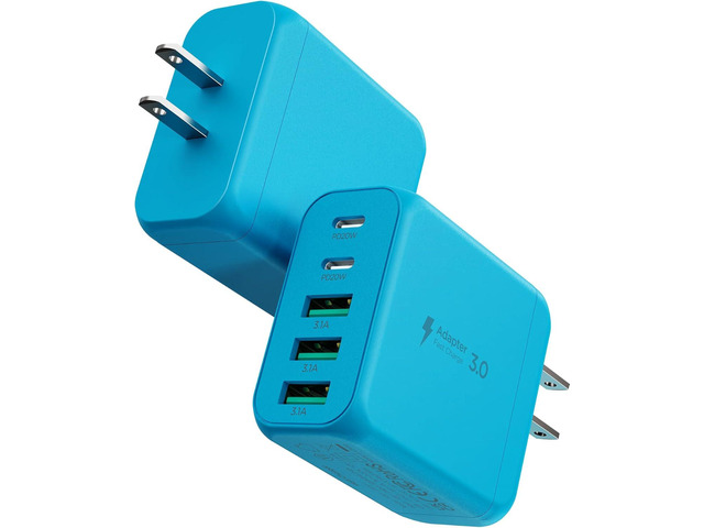 USB C Charger Block, [2-Pack] Type C Charger Fast Charging,50W 5-Port USB Wall Charger Multiport Type C Charging Block Cube for iPhone...