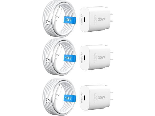 30W USB C i Phone 17 16 15 Charger Fast Charging, 3PACK Wall Charger for iPhone 16 15 Pro Max Charger Cord 10FT Fast Type C Charger Block for...