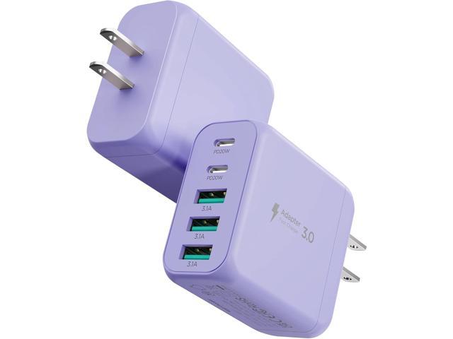 USB C Charger Block,EIZLXQ [2-Pack] Type C Charger Fast Charging,50W 5-Port USB Wall Chargers Multiport Type C Charging Block Cube for iPhone 16 15...