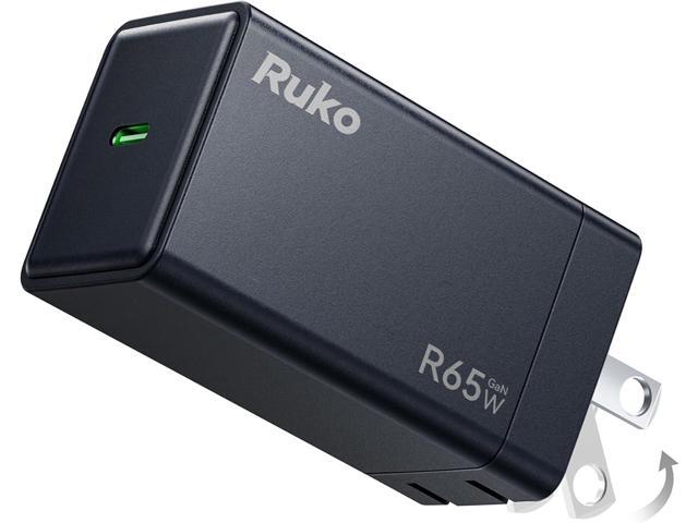 Ruko 65W USB C Charger, GaN Fast Charger, Compact & Foldable, Compatible with MacBook Pro/Air, iPhone 17/16/15, Galaxy S25/S24, Pixel 10/9, Steam...