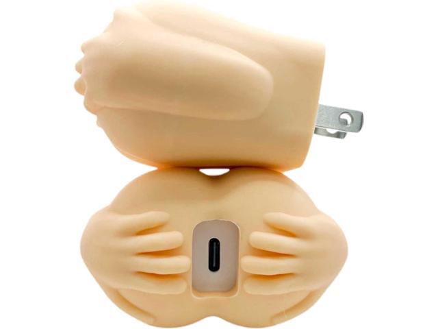 Butt-Shaped Wall Charger Block, 20W Fast Charging Power Adapter, Novelty Gag Gift in Light Skin Tone, USB C