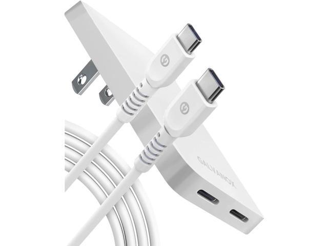 Flat 2-Port USB C Wall Charger, Ultra Slim Dual Power Adapter with Type-C Cable (20W) Fast Charging for iPhone 15, iPhone 16 Pro Max/Samsung Galaxy...