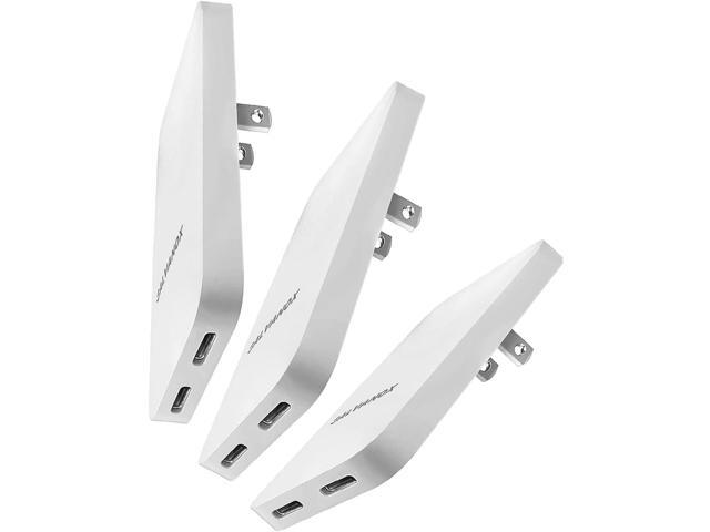 (3 Pack) Galvanox Dual USB-C Flat Wall Charger - Fast Charging Ultra Slim Outlet Plug, Multi Port Type C for iPhone 13, 14, iPhone 15 Pro Max and...