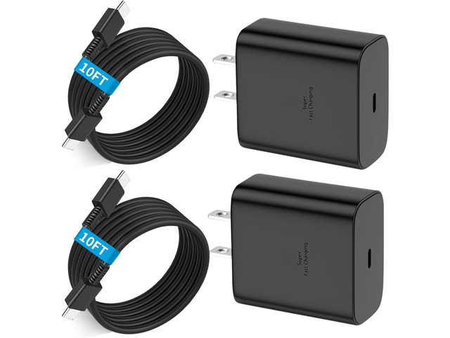 45W Super Fast Charger Type C,[2 Pack] 45W USB C Charger 10FT Long Type C Cable for Samsung Galaxy S25 Ultra/S24/S23 Ultra/S23+/S22 Ultra/S22+/Note...