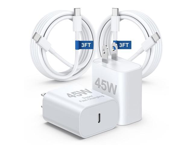 Essri 45w PD 3.0 Supper Fast Charger for iPhone 16/15 Pro Max Charger Fast Charging,2Pack USB C Charger Block with 3FT USB C Cable for MacBook...