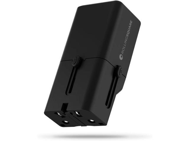 Rolling Square Portable Pocket Travel Adapter I Universal USB-C Charger for 200+ Countries I US, EU, UK, AU Plug 30W Fast Charging for Smartphones,...