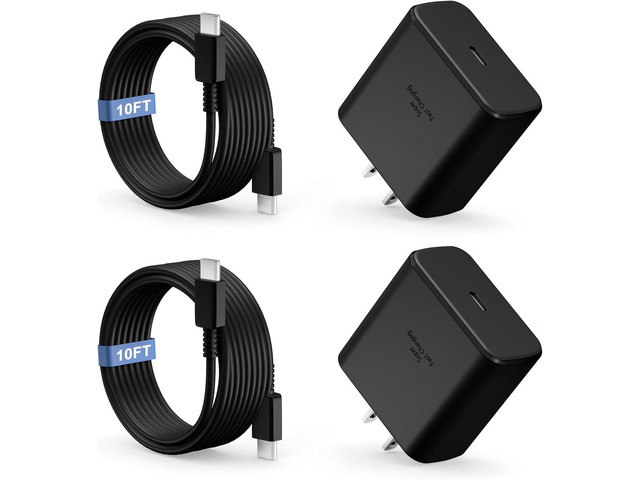 2Pack 45W Type C Super Fast Charger Compatible with Samsung Galaxy S25 Ultra/S25/S24/S23/S22, Galaxy Tab, PPS Charger & 10FT USB C Charger Cable
