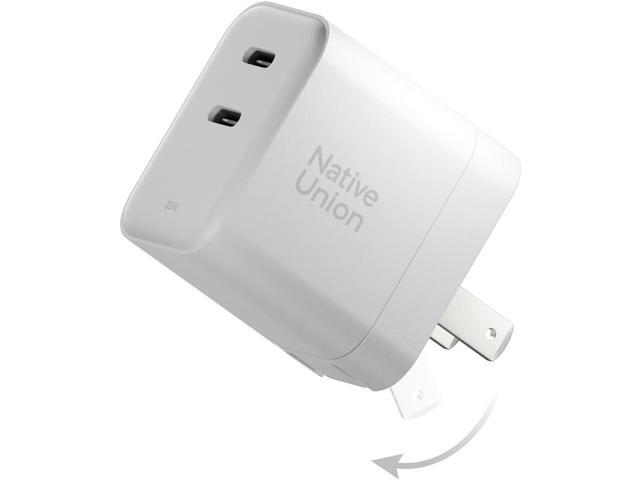 Native Union Fast GaN Charger PD 35W Ultra-Compact Power Delivery Enabled USB-C Charger Up to 35W for MacBook Air, iPads, iPhones & More (White)