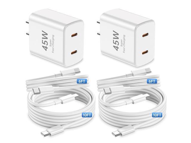 Dual Port iPhone 15 16 17 Charger Fast Charging 2x6ft+2x10ft,USB C Fast Charger Block and Long Type C to C Cable Cord for Apple iPhone 17 Pro...
