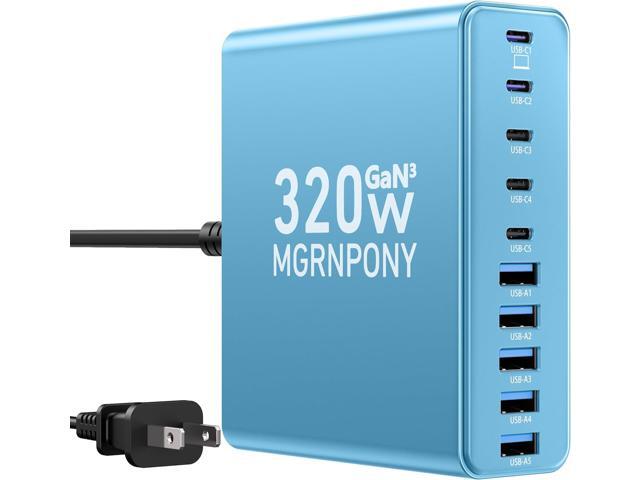 320W USB C Charger Block, 10-Port USB C Charging Station GaN III PD 65W PC Laptop Fast Charger Adapter for MacBook Pro/Air, DELL, iPad, iPhone,...
