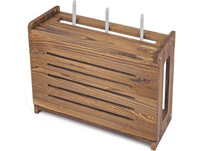 Wooden Router Shelf Wall Mount WiFi Router Storage Box Modem Cable Router Cover Organized Power Strip Cable Management Hider Rack Need Assembly...
