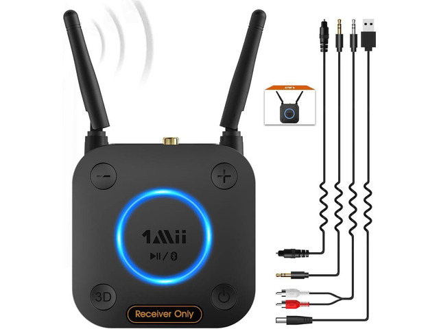 [Upgraded] 1Mii B06Pro Long Range Bluetooth Receiver, HiFi Wireless Audio Adapter, Bluetooth 5.1 Receiver with 3D Surround aptX HD Low Latency...