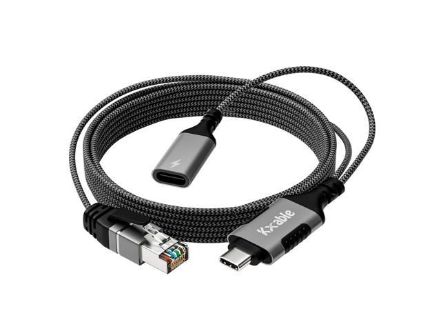 USB C to Ethernet Cable 4 FT, Type C to RJ45 Cord with USB-C Female 65W PD Fast Charging, Internet and Charging Two in One, Gigabit LAN Network,...