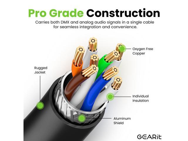 GEARit Shielded CAT6 Ethercon Cable (25 Feet) Professional Audio & Lighting RJ45 EtherCON-Compatible Cable for Studio, Stage, Concerts - 25ft Black