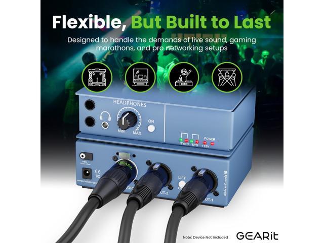 GEARit Shielded CAT6 Ethercon Cable (25 Feet) Professional Audio & Lighting RJ45 EtherCON-Compatible Cable for Studio, Stage, Concerts - 25ft Black