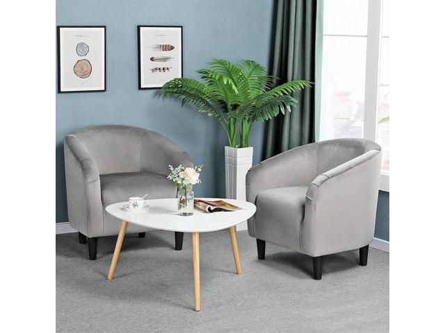 Yaheetech Living Room Chair, Velvet Accent Chair, Upholstered Barrel Chair, Sitting Chair with Armrest and Low Back for Living Room Bedroom...