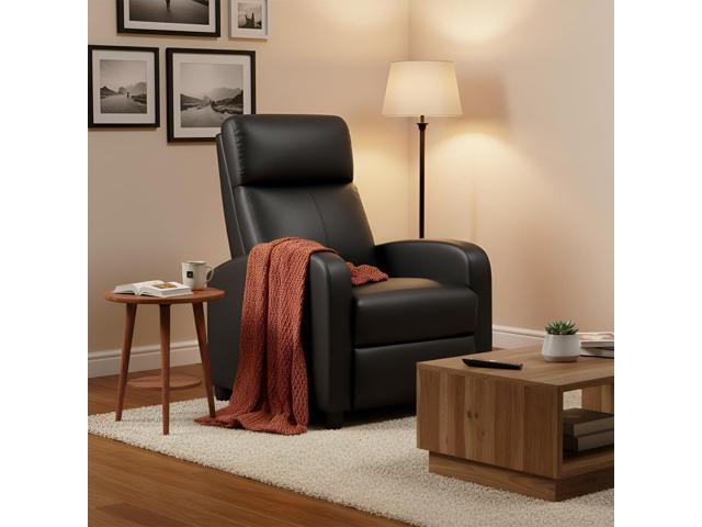 Recliner Chair for Living Room Home Theater Seating Single Reclining Sofa Lounge with Padded Seat Backrest (Black)