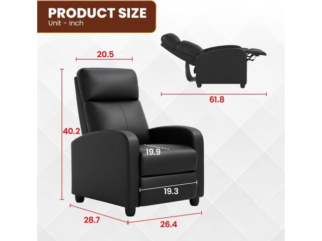 Recliner Chair for Living Room Home Theater Seating Single Reclining Sofa Lounge with Padded Seat Backrest (Black)