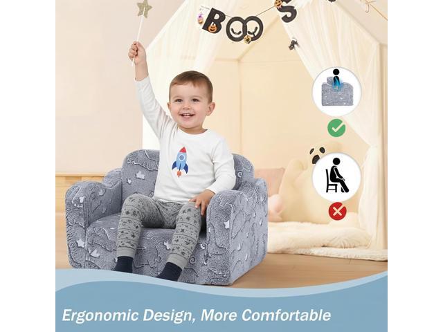 MeMoreCool Kids Dinosaur Couch Foldable Toddler Chair, Glow-in-The-Dark Flip-Out Sofa, Convertible Lounge Seat for Boys Ages 13, Plush Fold-Out...