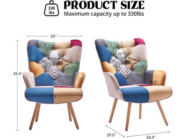 Joysoul Living Room Accent Chair Modern High Back Arm Chair, Colorful Plaid Bohemian Style Chairs for Bedroom Waiting Room