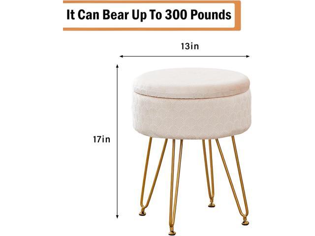 Cpintltr Footrest Footstools Round Velvet Ottoman with Storage Space Soft Vanity Chair with Memory Foam Seat Small Side Table Hallway Step Stool 4...