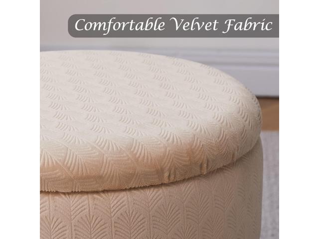 Cpintltr Footrest Footstools Round Velvet Ottoman with Storage Space Soft Vanity Chair with Memory Foam Seat Small Side Table Hallway Step Stool 4...