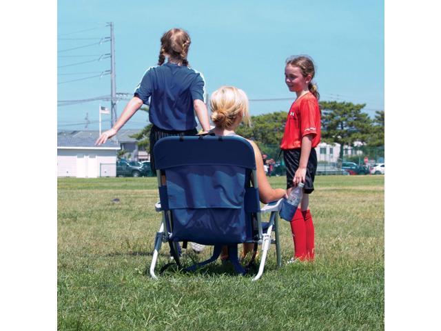 Tommy Bahama Big Boy 4-Position Folding 13' High Seat Backpack Beach or Camping Chair, Navy