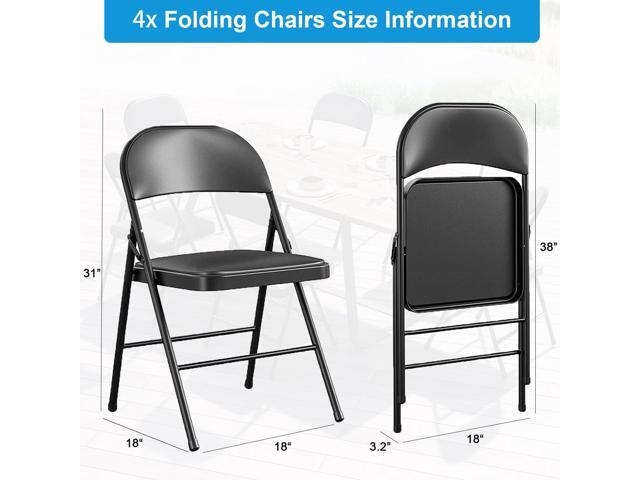GIVIMO Folding Chair 4 Pack, Thickened Steel Frame Folding Chairs for Outside with Seat Cushion for Holiday, Gathering, Party, Wedding, Office -...