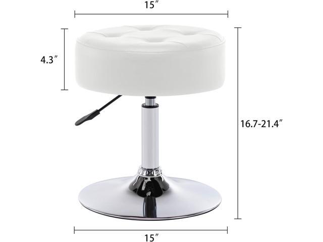 DUHOME PU Leather Vanity Stool Makeup Stool Vanity Chair Height Adjustable Swivel Stool Round Ottoman White