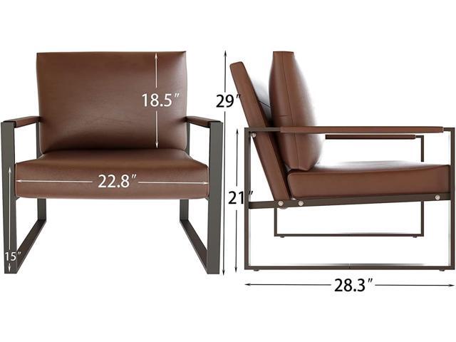AWQM Modern PU Leather Accent Chair Arm Chair with Extra-Thick Padded Backrest and Seat Cushion Sofa Chairs for Living Room Bedroom, 105 Degree...