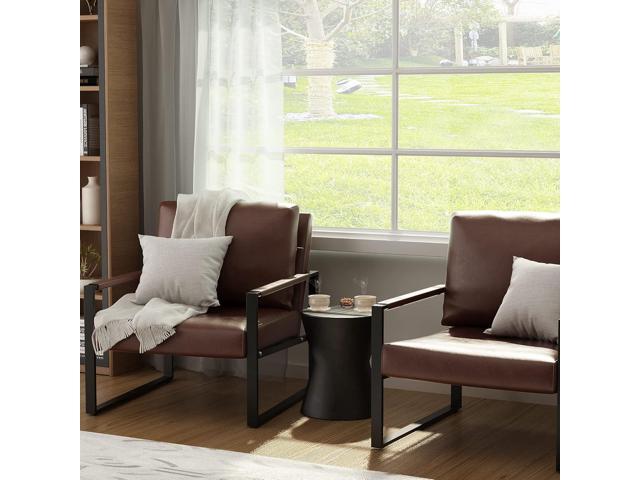 AWQM Modern PU Leather Accent Chair Arm Chair with Extra-Thick Padded Backrest and Seat Cushion Sofa Chairs for Living Room Bedroom, 105 Degree...