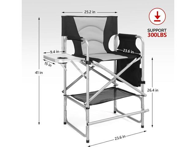 mefeir Tall Camping Chair Makeup Artist Director Chair 26' Counter Height, Portable Folding Design with Side Table, Cup Holder & Side Storage Bag,...