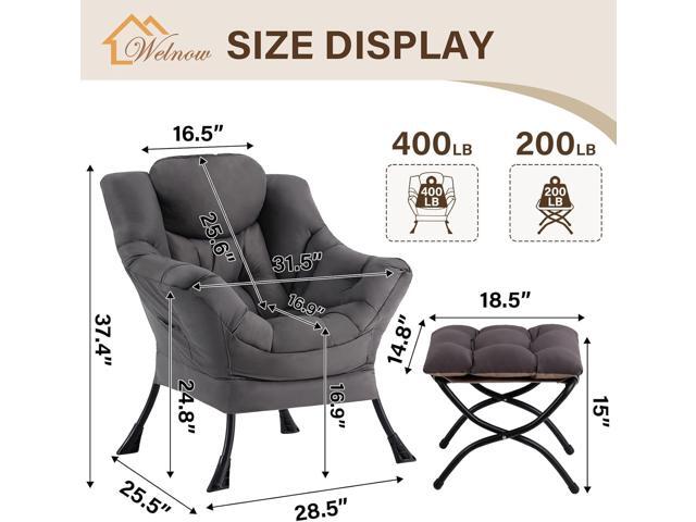 Welnow Lazy Chair with Ottoman, Modern Lounge Accent Chair with Armrests and a Side Pocket, Leisure Sofa Armchair, Reading Armchair with Footrest...