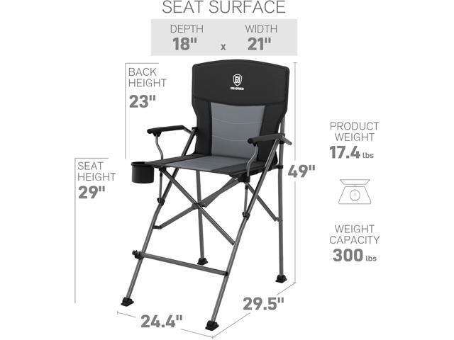 EVER ADVANCED Tall Directors Chair with Cup Holder 31', Bar Height Folding Chair for Camping, Sports with Carry Bag, Mesh Pockets and Footrest,...