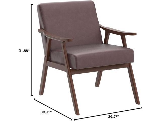 Accent Chair with Microfiber Upholstery and Solid Wood Frame, Classic Mid-Century Modern Living Room Furniture for Extra Seating, Dark Brown