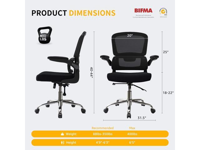 Ergonomic Office Chair with Adaptive 2D Lumbar Support & Flip-Up Arms, Breathable Mesh Desk Chair for Back Pain Relief, Home Office Computer Chair...