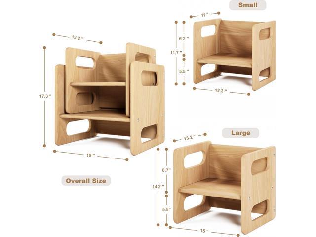 Montessori Weaning Table and Chair Set,Real Hardwood, Desk for Toddler Reading,Snack Time,Playroom,Activity Cube,Step Stool,1-3 Year Old Kids...