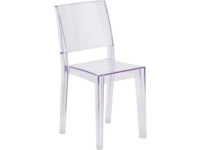 Flash Furniture Phantom Series Transparent Indoor-Outdoor Stacking Side Chair with Floor Protector Rubber Glides